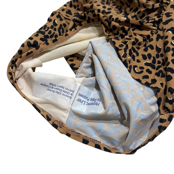 NEW Avenue Tan Black Gold Cheetah Print Halter Deep Back One Piece Size 26W - Picture 5 of 10